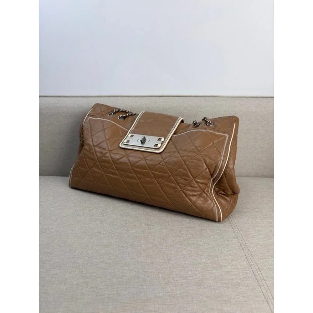 CHANEL Camel Aged Calfskin Reissue Shopping Tote Large SHW
